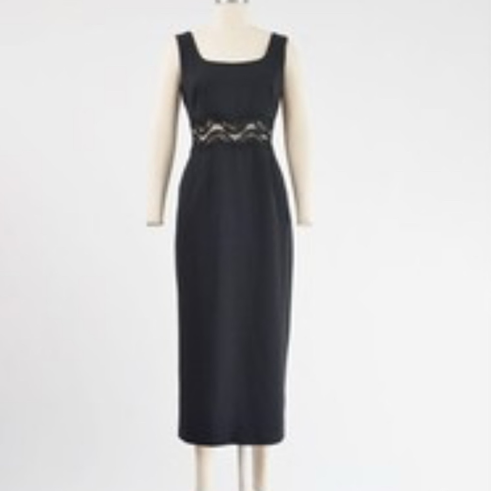 Maggy London Black Midi Dress with Lace Detail